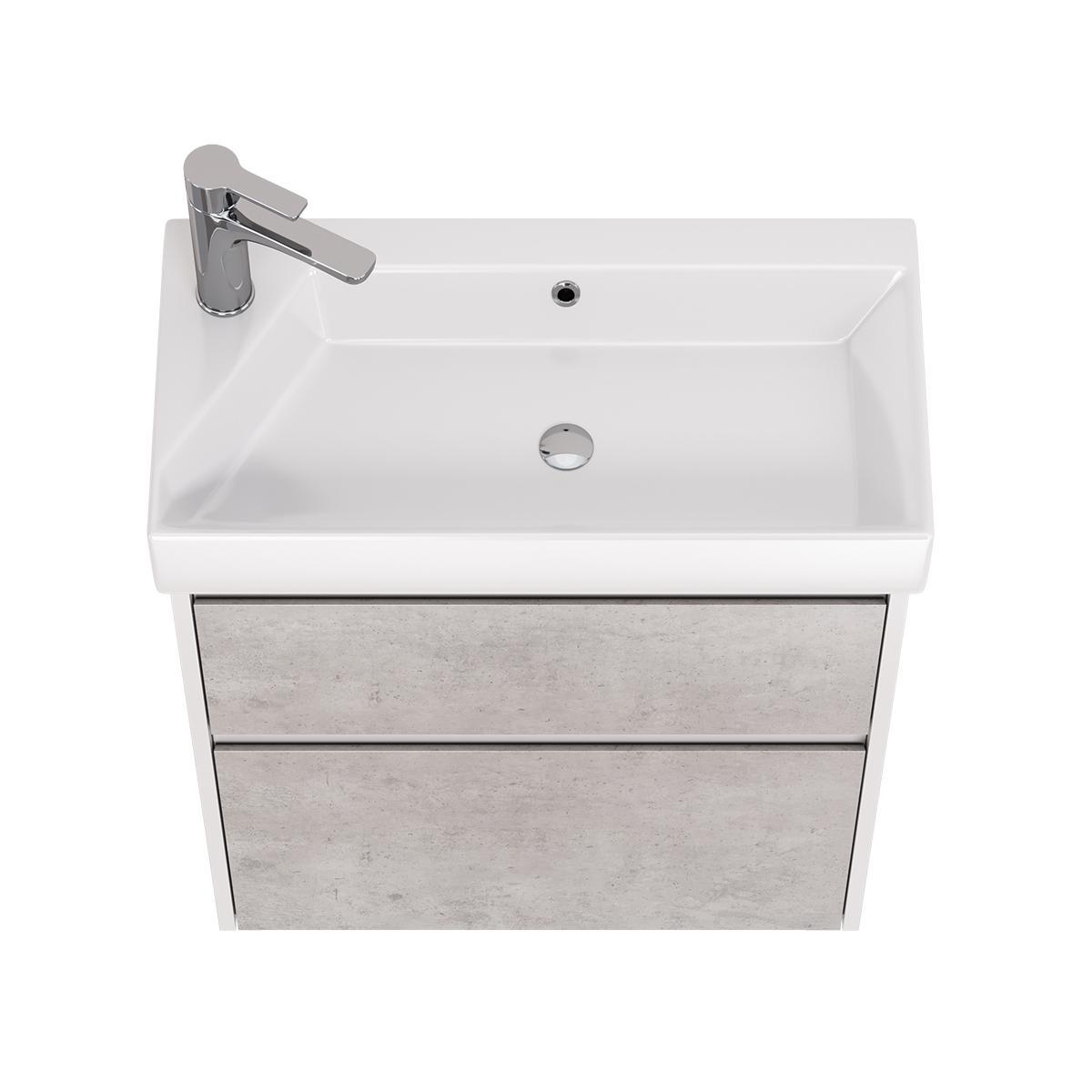 Тумба с раковиной подвесная Dreja Slim 65 см, белый/бетон