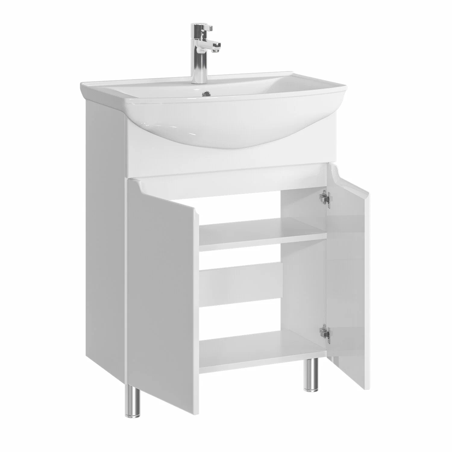 Тумба напольная SanStar Bianca 65 с раковиной Стиль 65, белая