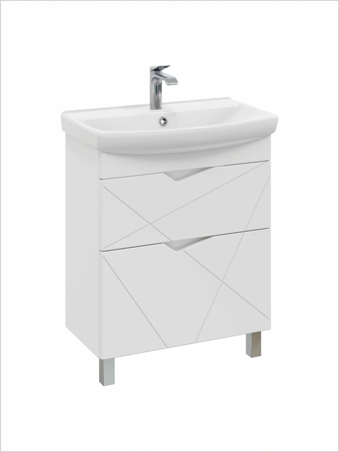 Тумба напольная SanStar Линни 60 с раковиной Клермонт 60, белая