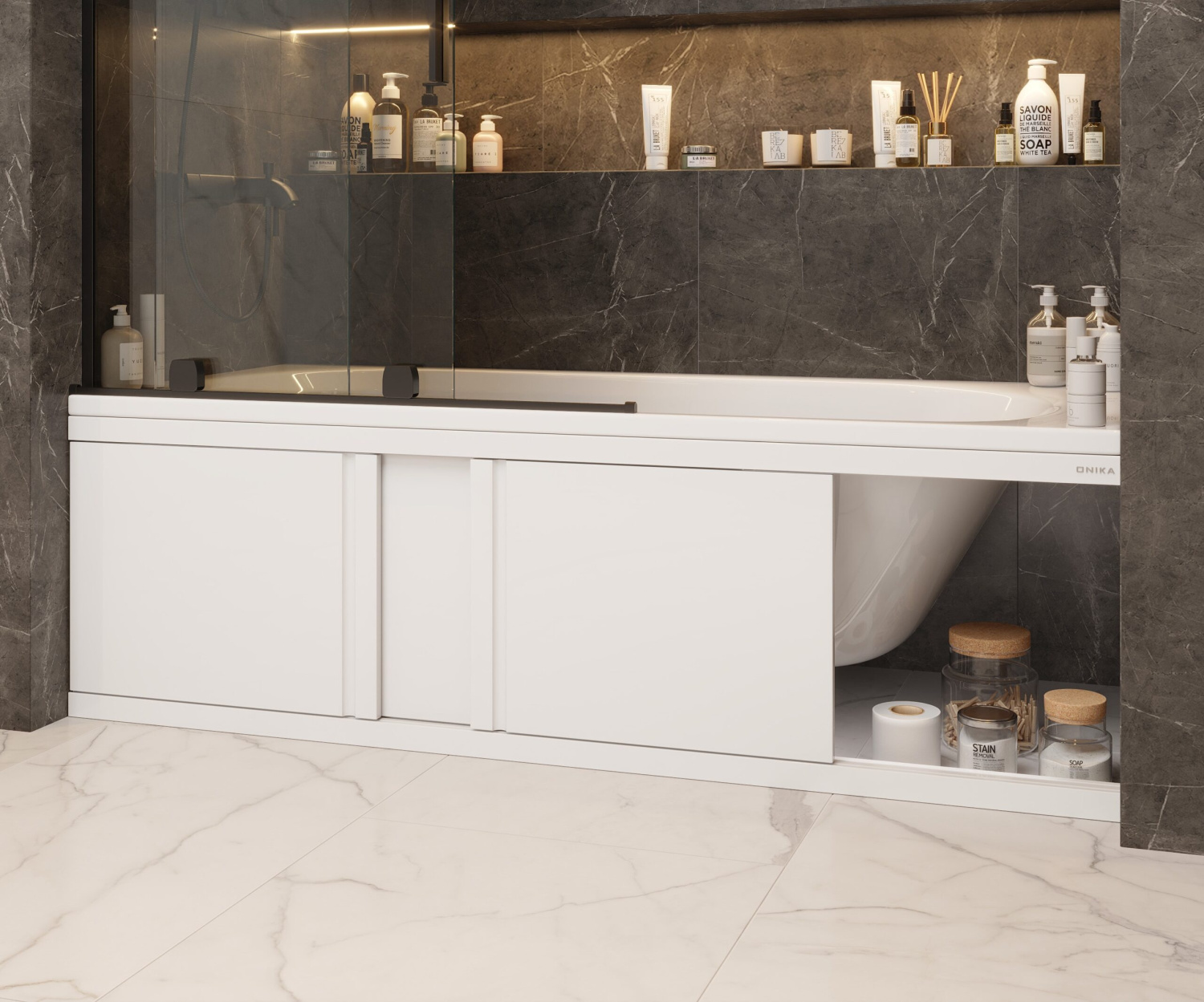 Экран под ванну Onika Одио Нова 160 XL раздвижной белый