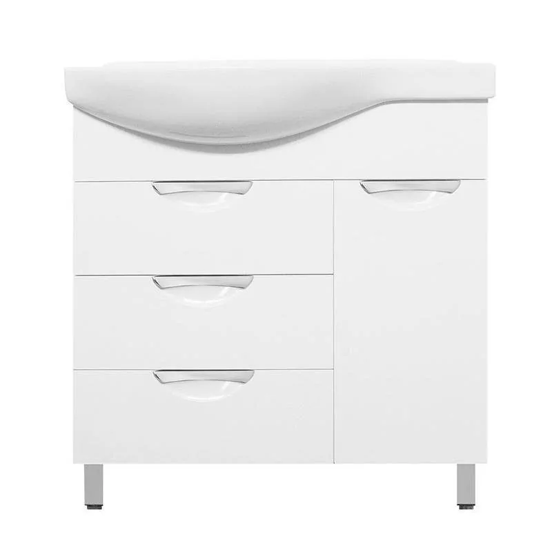 Тумба с раковиной Style Line Жасмин 82 R с корзиной, напольная, белая