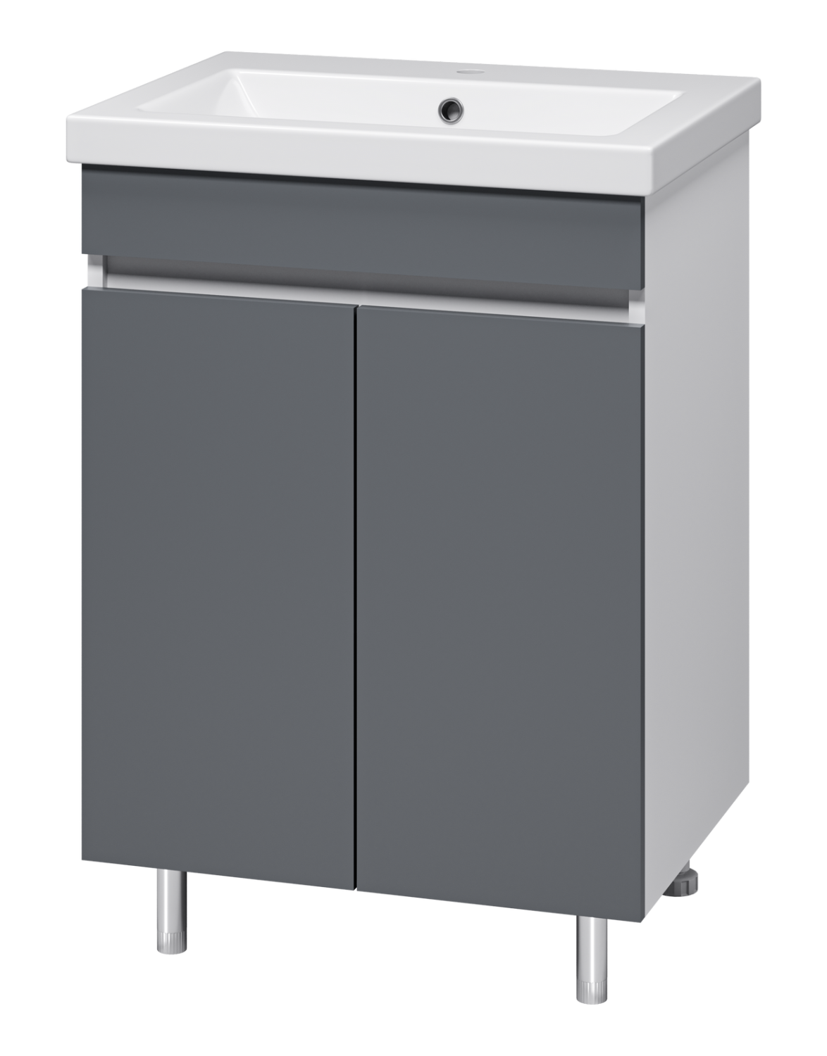Тумба Misty Майна 60 с раковиной Como 60, напольный, графит/белый