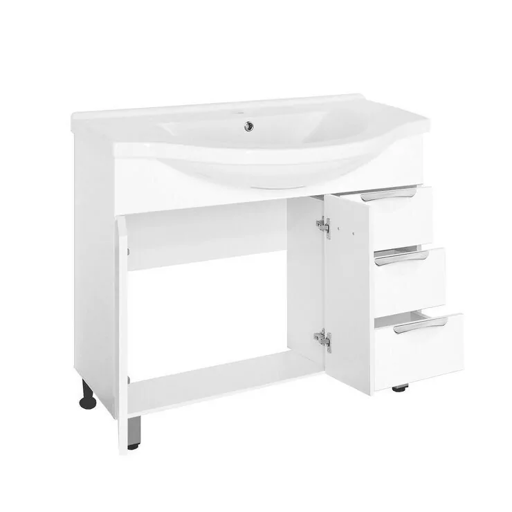 Тумба с раковиной Style Line Жасмин 100 напольная, белая