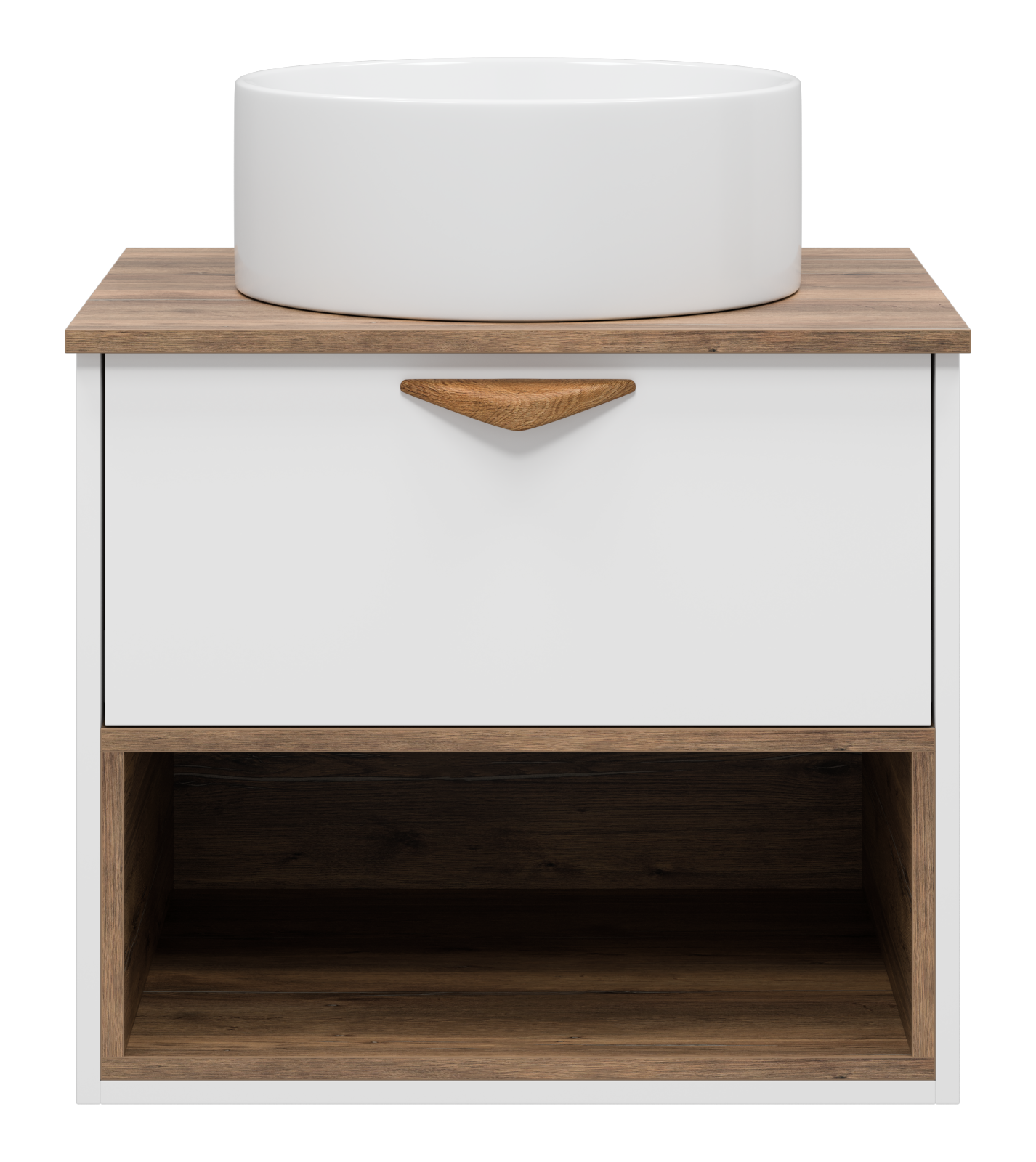 Тумба с раковиной Brevita Bergen 60 с подсветкой подвесная, белый