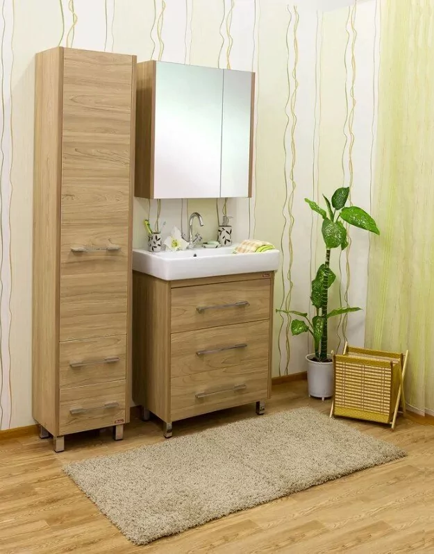 Тумба с раковиной Sanflor Ларго 70 напольная, вяз швейцарский