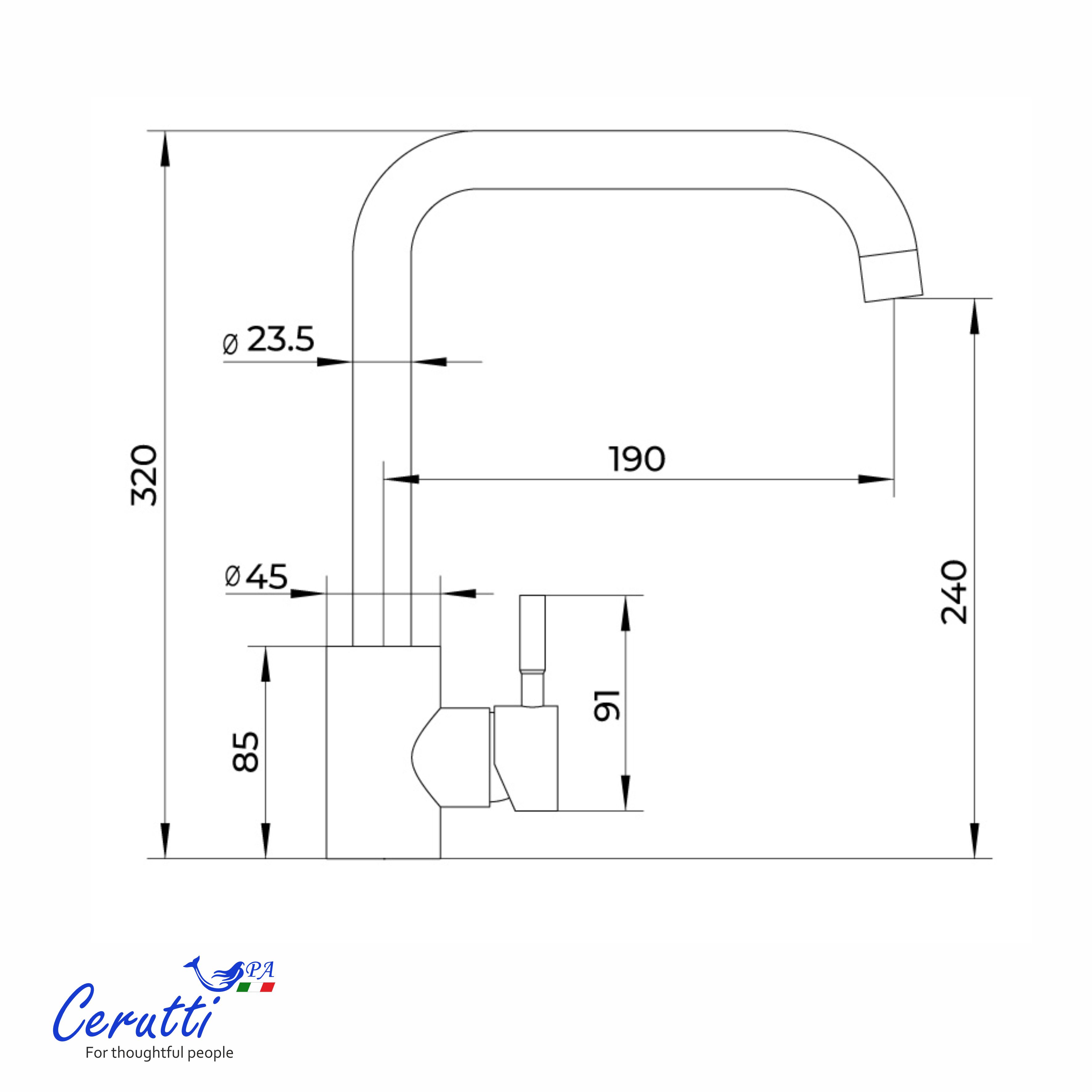 Cмеситель для кухни Ceruttispa Дуилио BN (DUILIO BN) из нержавеющей стали, цвет матовый никель