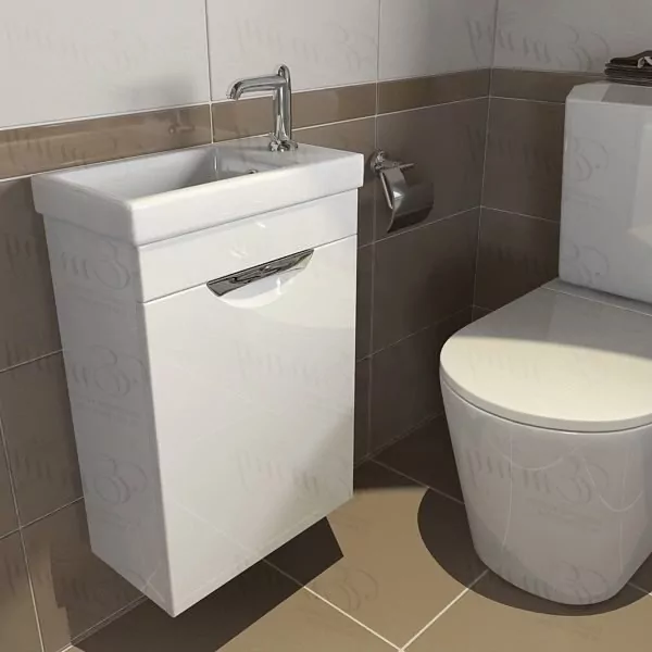 Тумба Emmy Милли с раковиной Como 40 подвесная, правая, белая