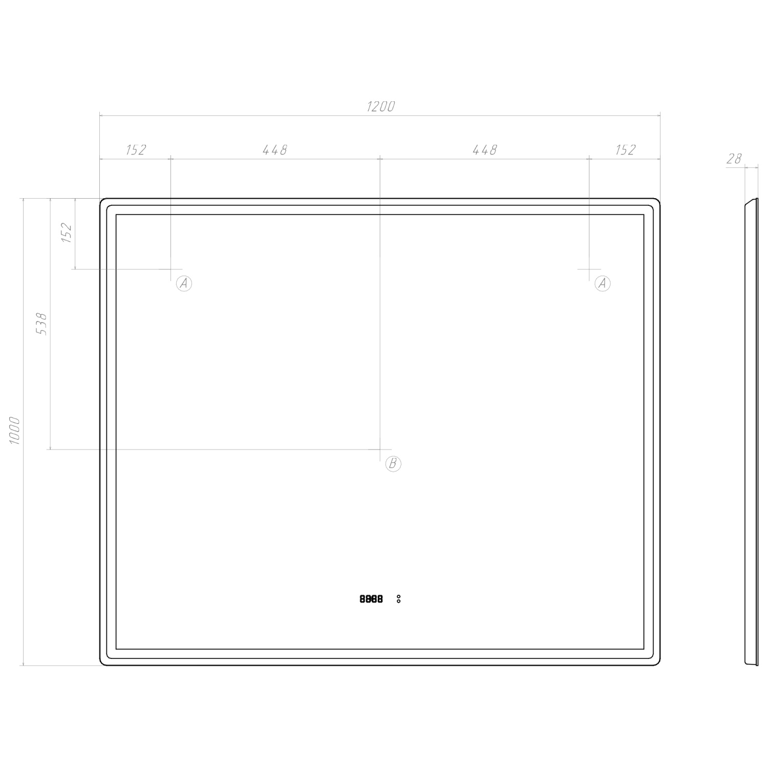 Зеркало Vigo Roberta Luxe 120 свет, сенсор, часы, антизапотевание