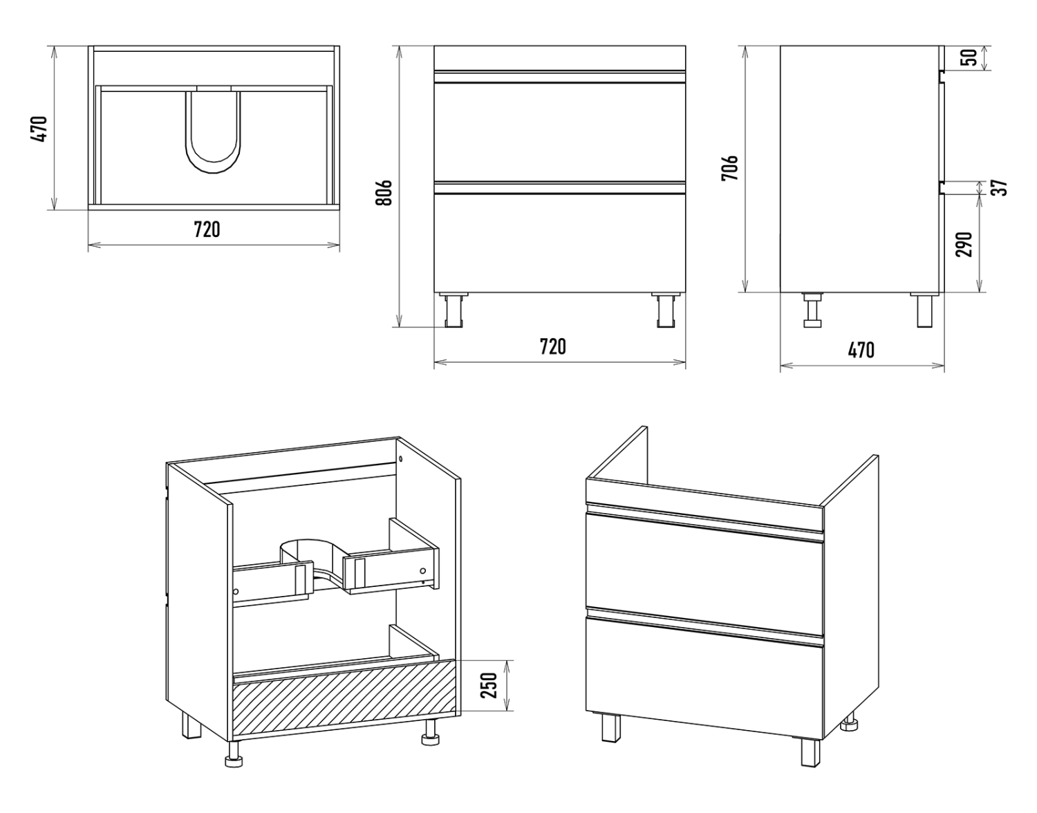Тумба с раковиной Misty Ингрид 75 белый