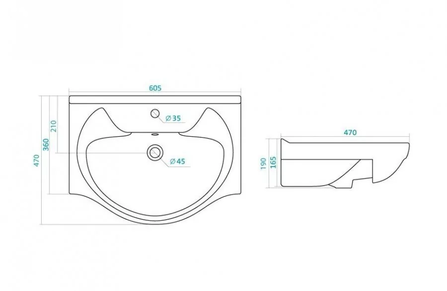 Тумба с раковиной Style Line Эко Стиль W №9 60 напольная, белая, венге