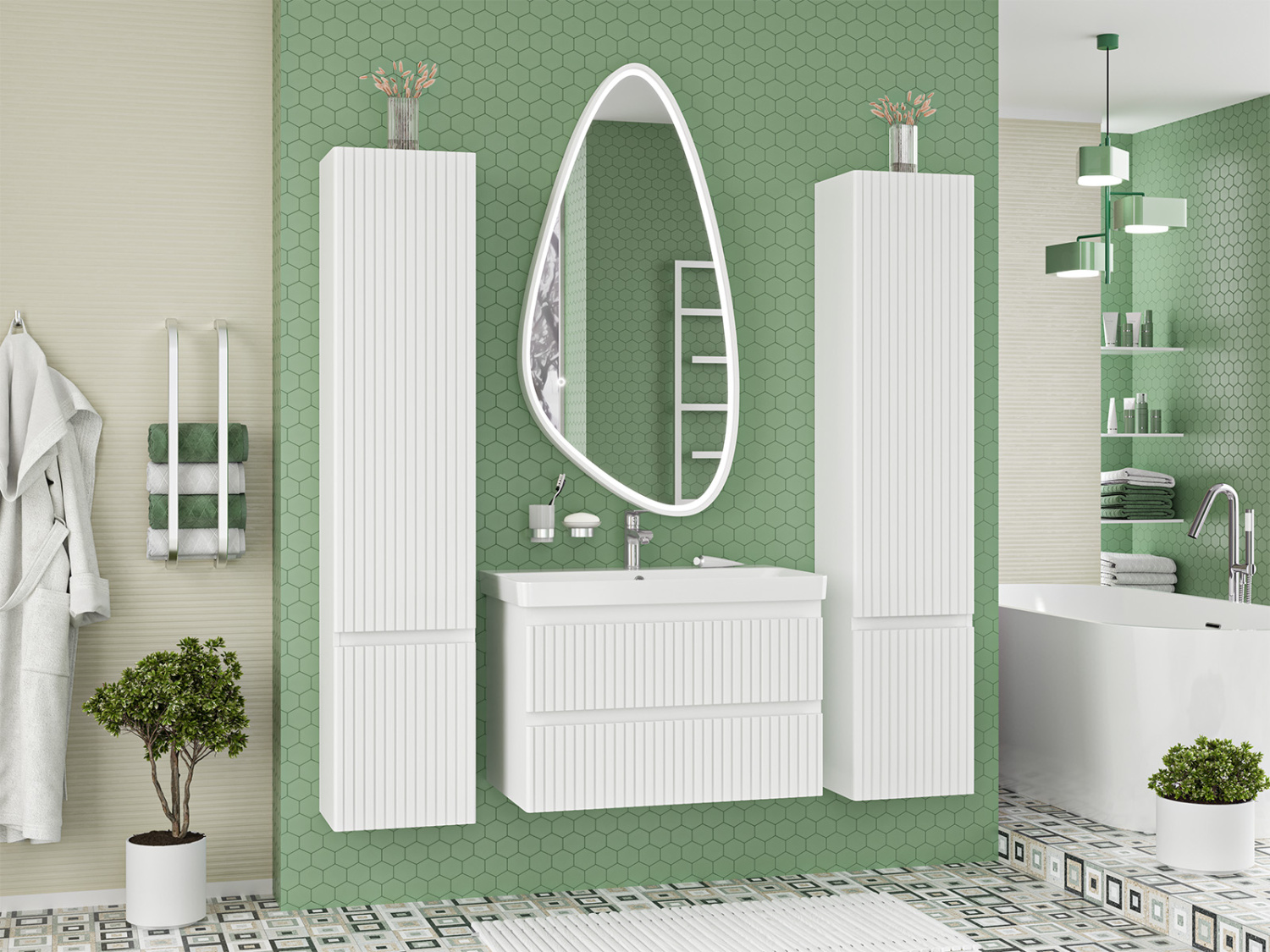 Тумба с раковиной Brevita Victory 80 подвесная, белый