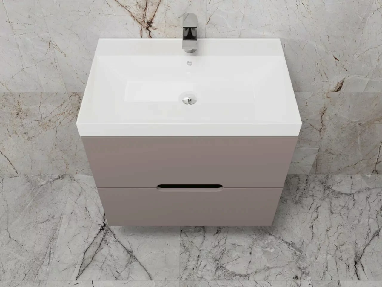 Тумба подвесная Style Line Матис 70 с раковиной Classic 70, тауп темный