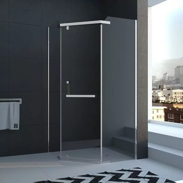 Душевой уголок Veconi RV36-80-01-C5 80х80 пятиугольный, без поддона, прозрачное стекло, хром