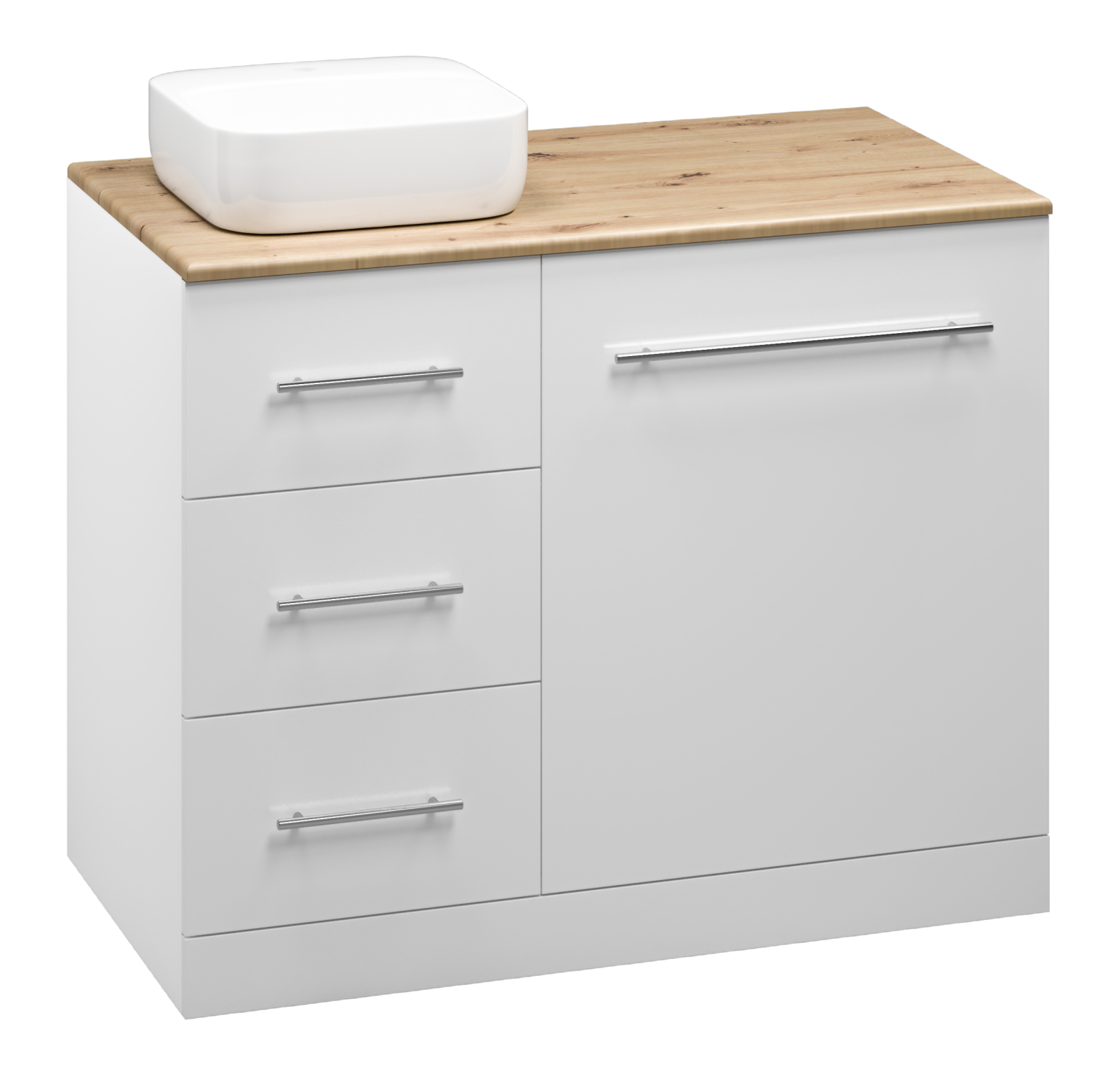 Тумба с раковиной Misty Респект 110 под стиральную машину L, белый