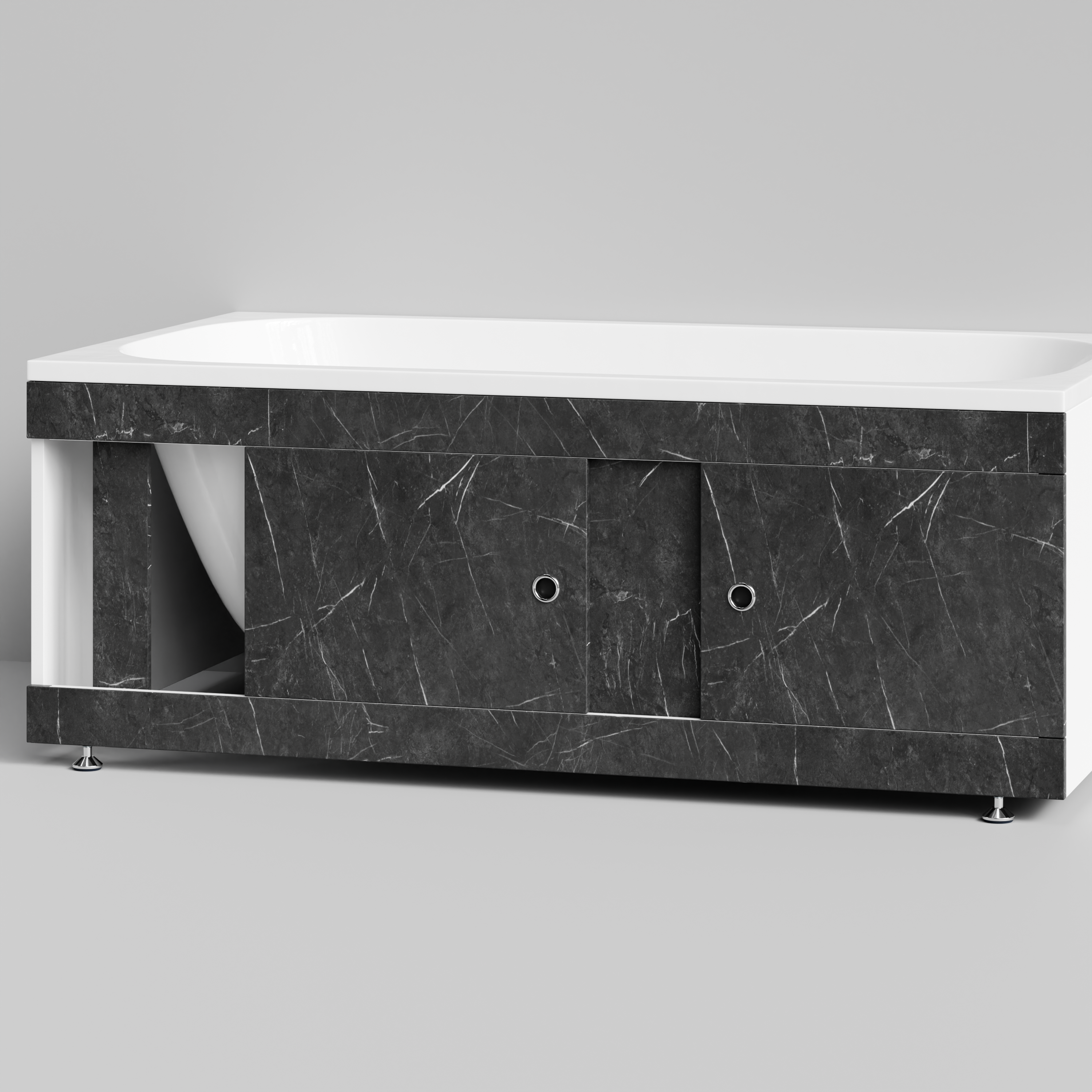 Экран под ванну Vod-ok Купе 150 раздвижной Мрамор Графит софт тач