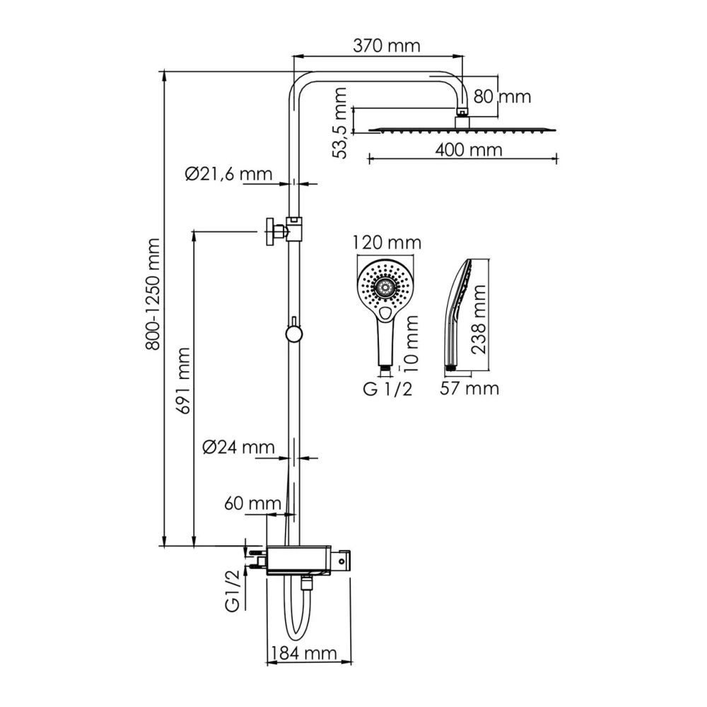 Душевая стойка WasserKraft A113.119.101.CH Thermo хром от магазина Vanna-Vanna.ru!