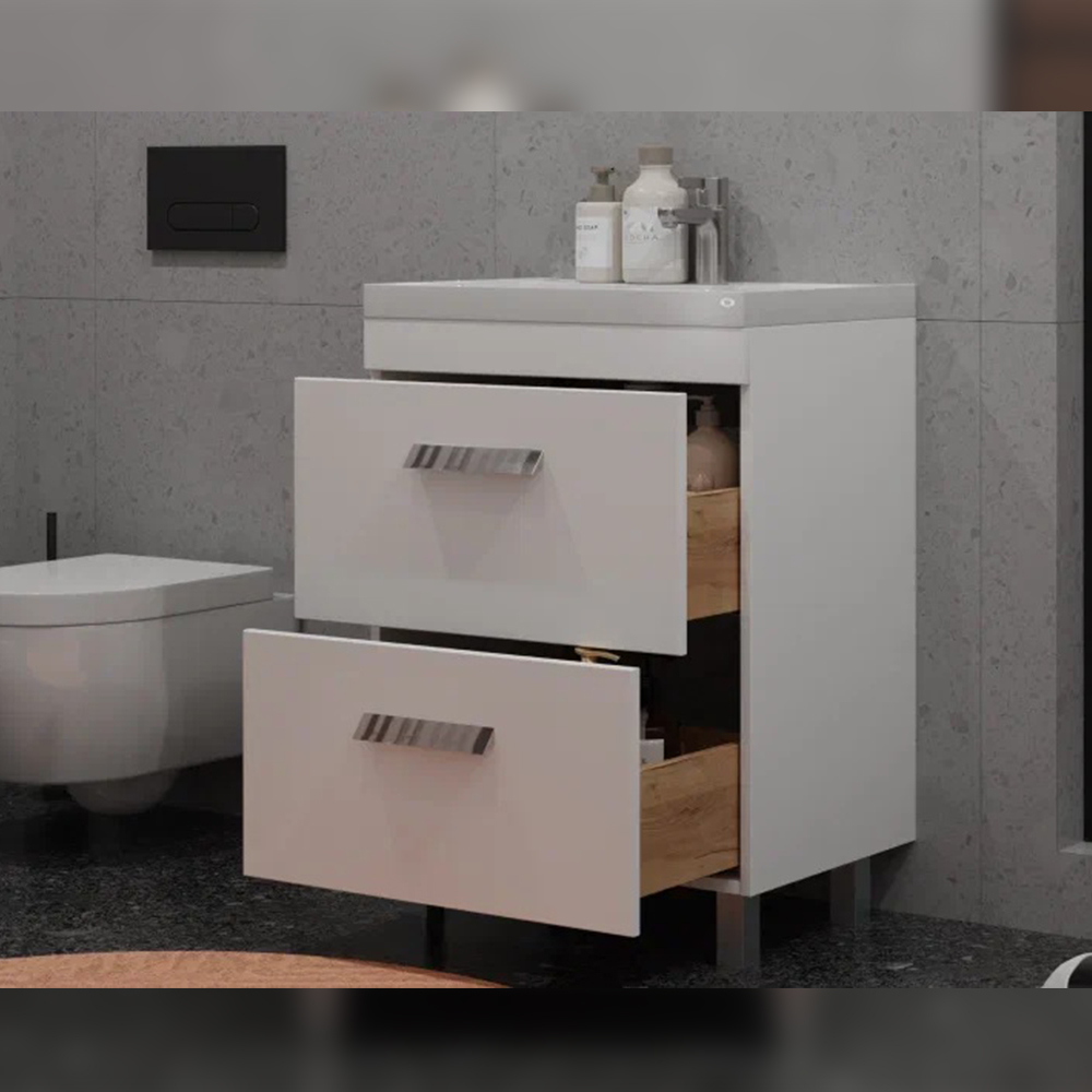 Тумба с раковиной напольная Velvex Orlando tn.ORL.CLA.60.2Y белый матовый, 60 см