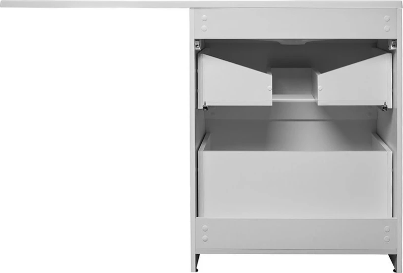 Тумба напольная Style Line Даллас 130 Люкс Plus Эмаль с раковиной Даллас 130 R под стиральную машину, два ящика, белая