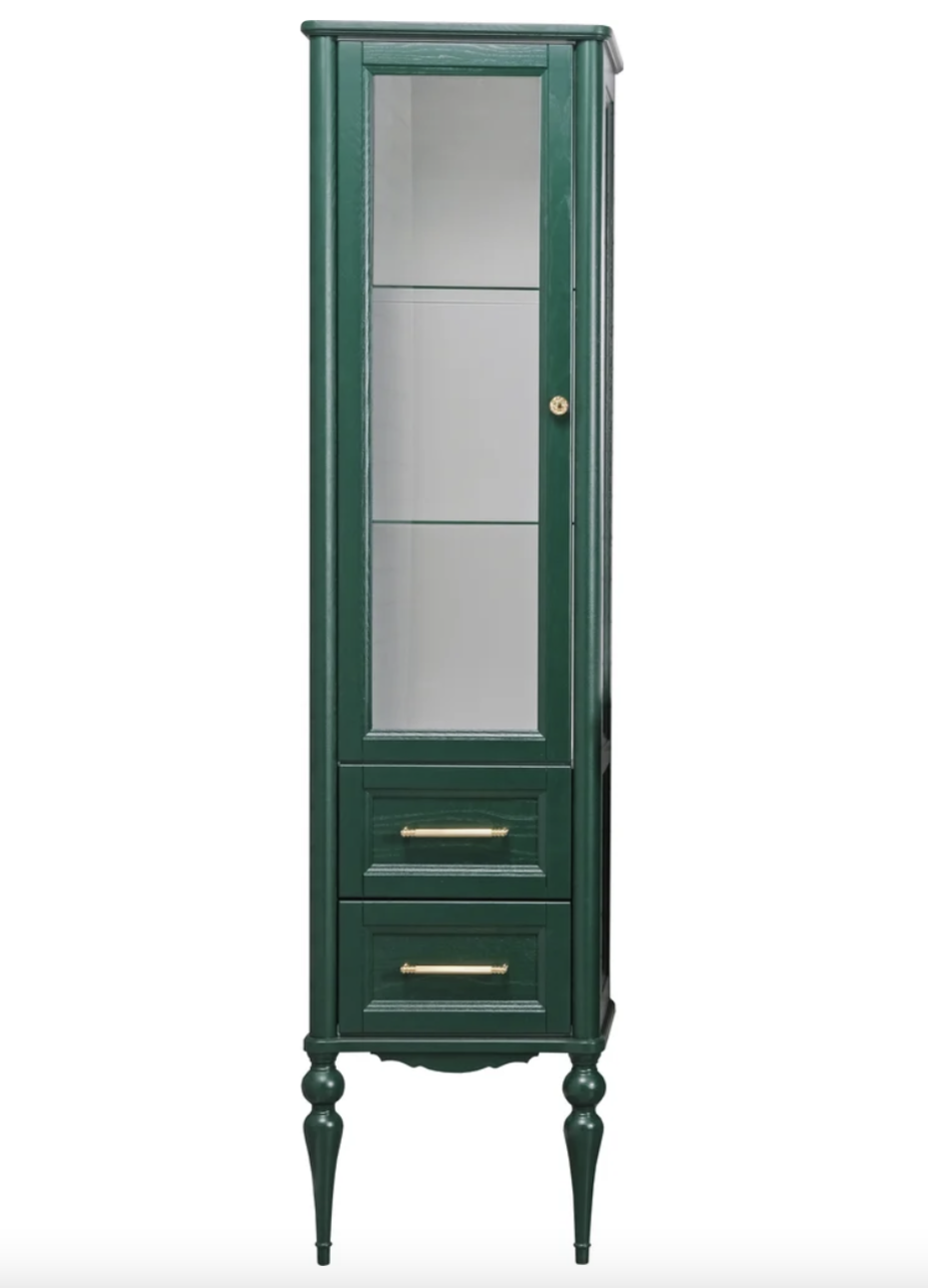 Пенал напольный ValenHouse Эстетика 50 R витрина, зеленый, золото