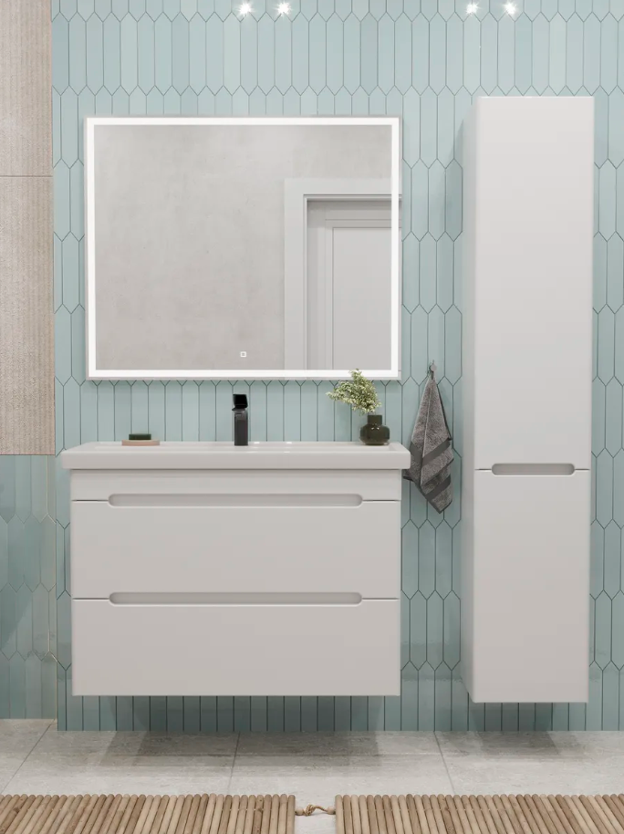 Тумба подвесная SanStar Адель 100 с раковиной Фостер 100, белая