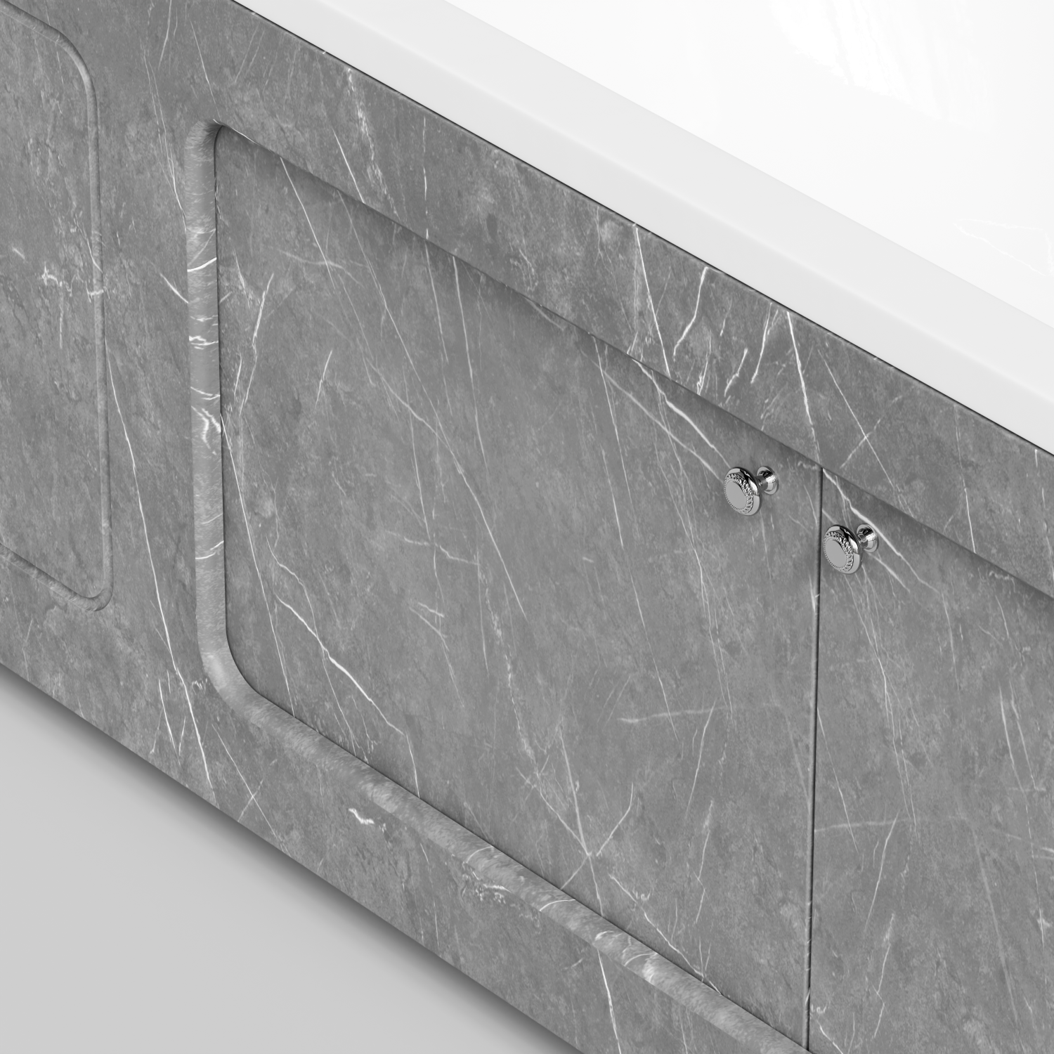 Экран под ванну Vod-ok Лидер 180 раздвижной Мрамор Серый софт тач