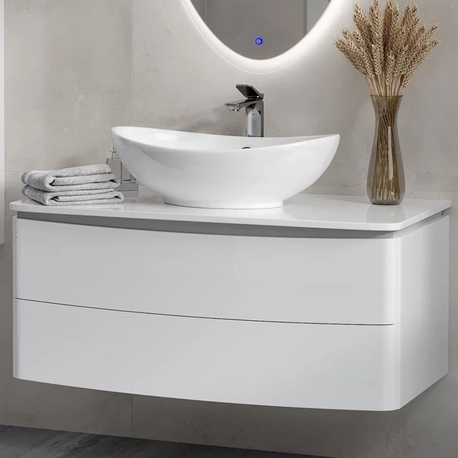 Тумба с раковиной подвесная Velvex Luna tp.LUN.100.2Y, 100 см