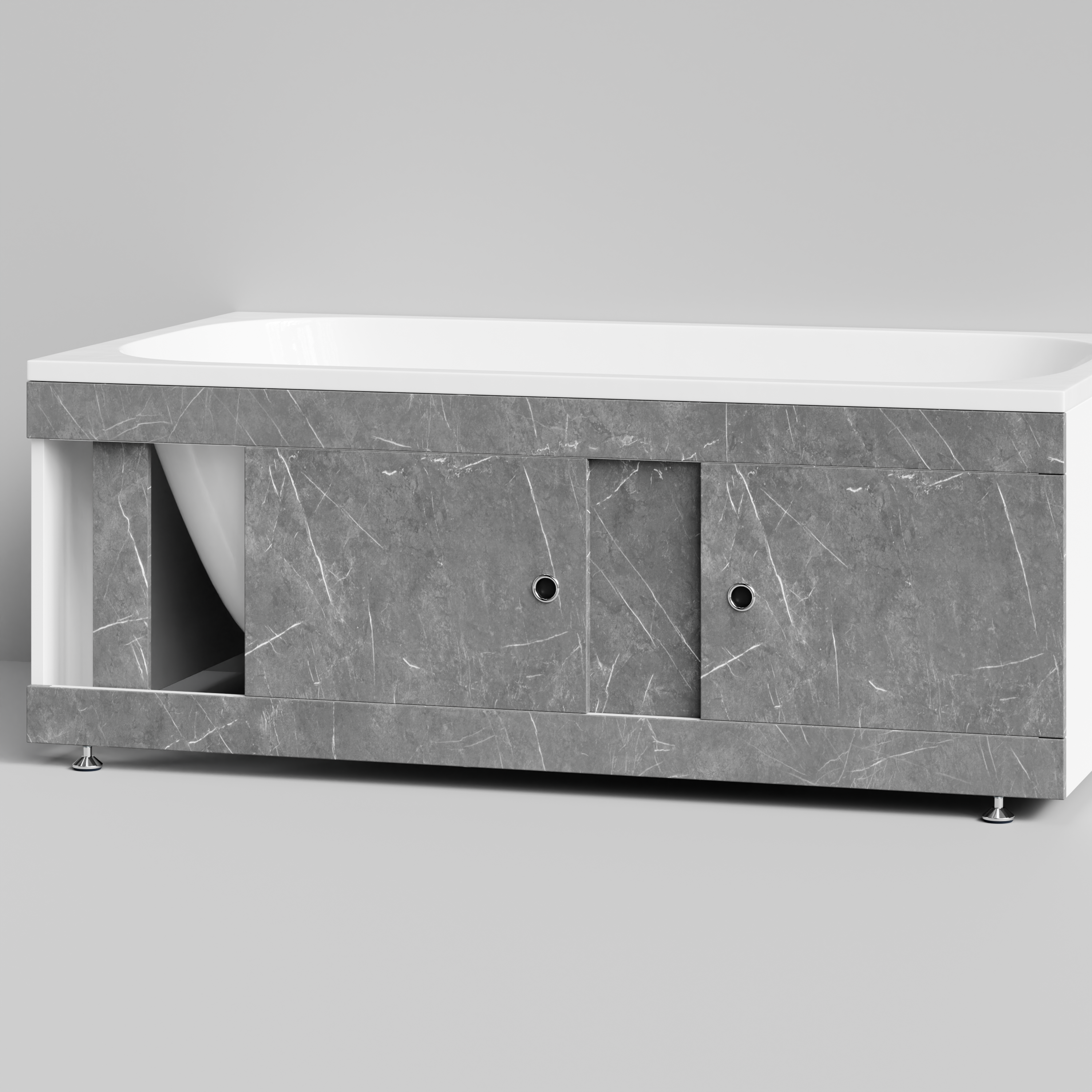 Экран под ванну Vod-ok Купе 150 раздвижной Мрамор Серый софт тач