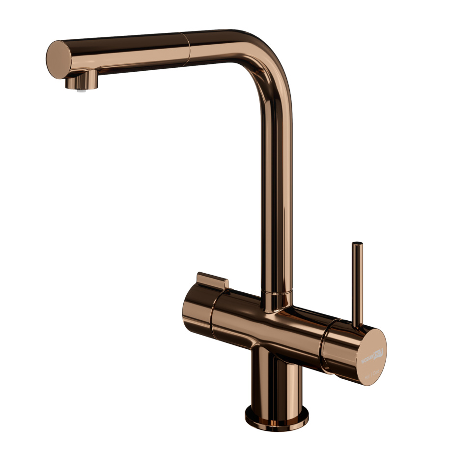 Смеситель для кухни под фильтр с выдвижной лейкой WasserKraft A8997 розовое золото
