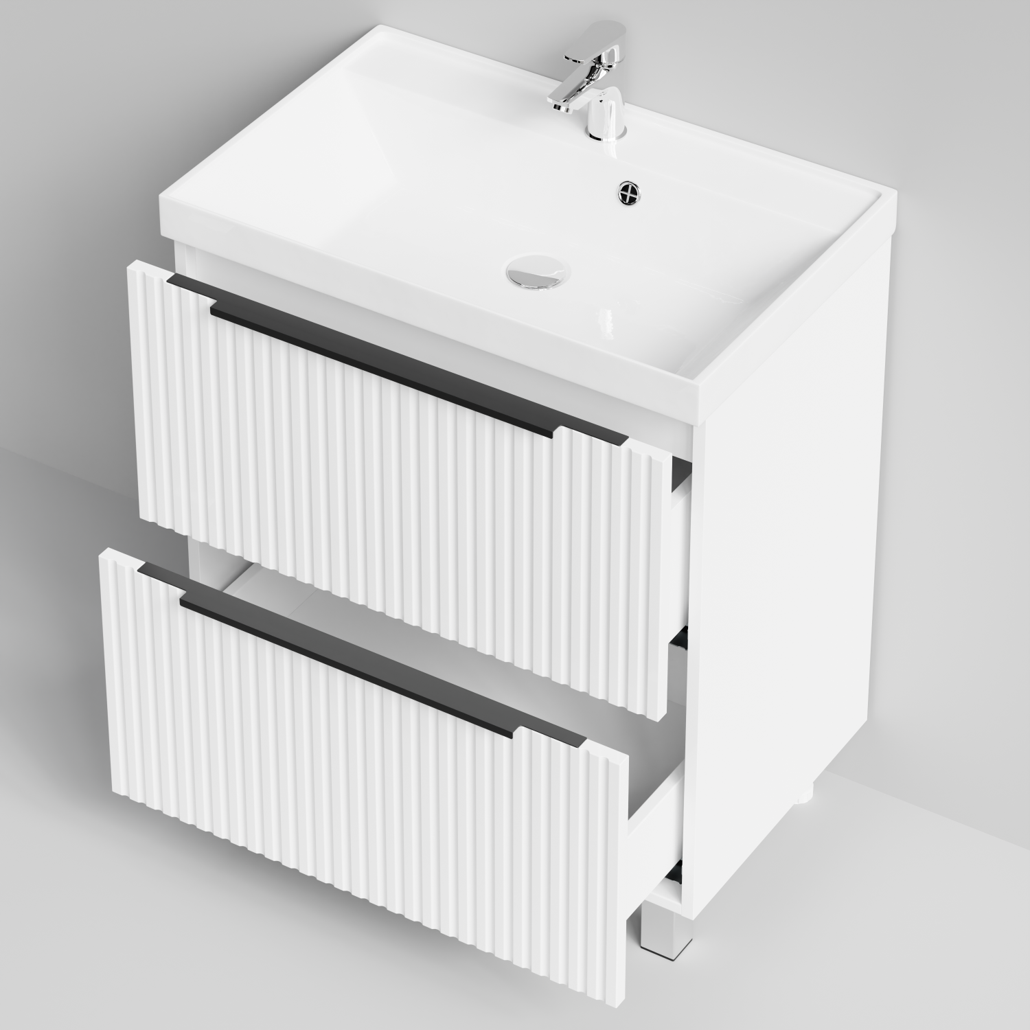 Тумба с раковиной Vod-ok Дольче 70 2 ящика, напольная, белая + 13 цветов