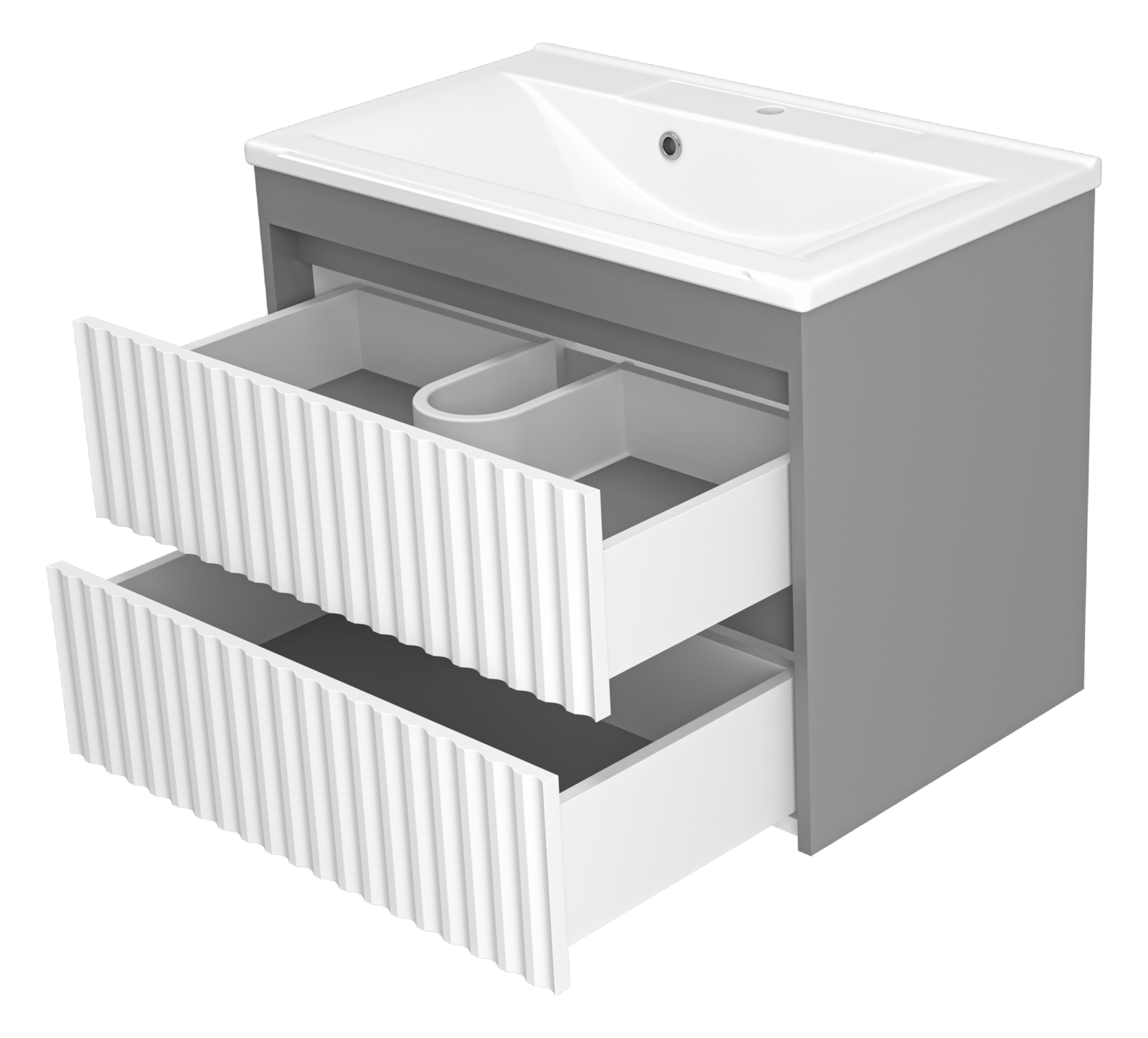 Тумба с раковиной Brevita Balaton 75 подвесная, белый/серый
