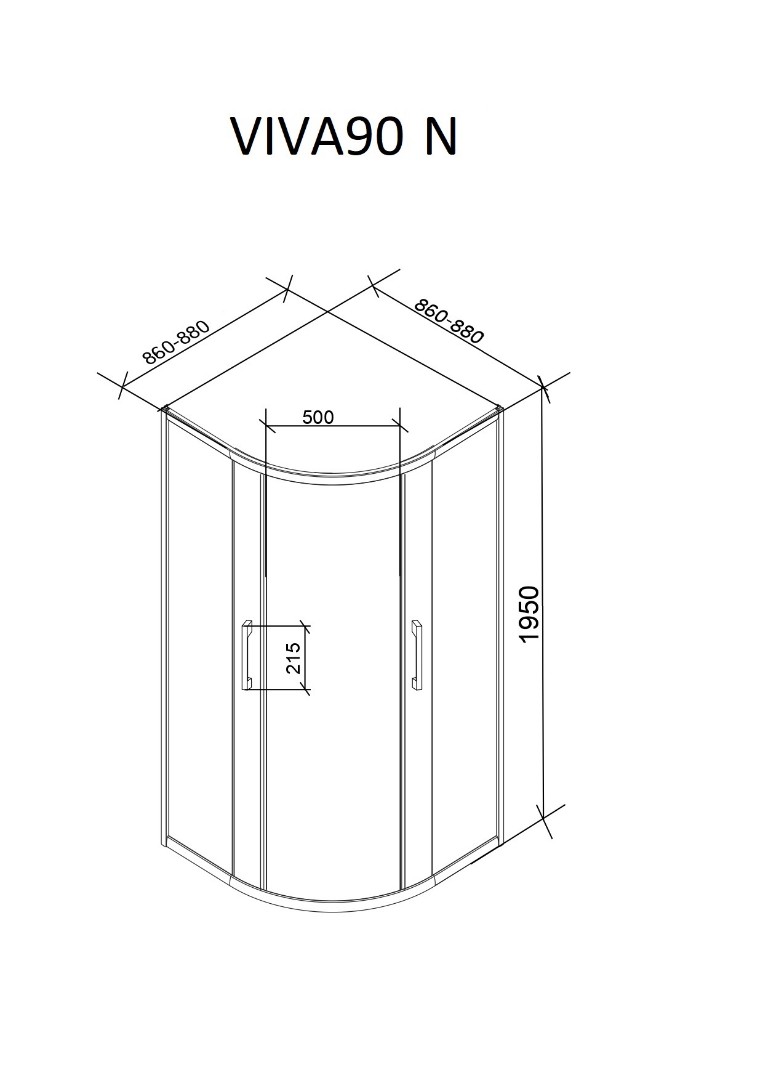Душевой уголок Cerutti Spa VIVA90 N без поддона (90x90x195)
