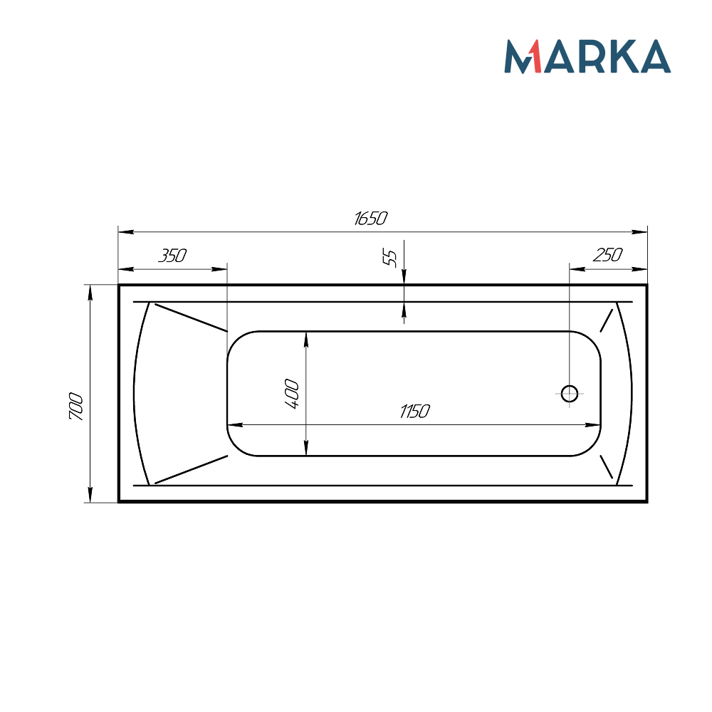 Ванна 1Marka MODERN 165*70 Комплект Премиум