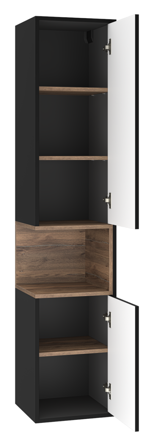 Пенал Brevita Bergen 35 подвесной, R, черный/дуб галифакс олово