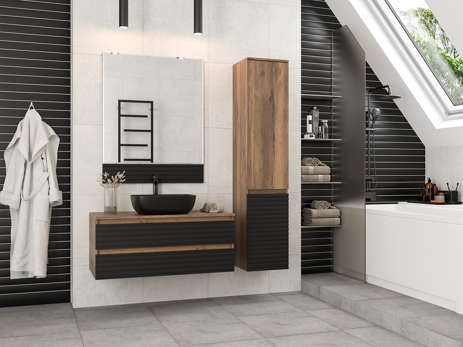 Зеркало Brevita Dakota 80 черный/темное дерево