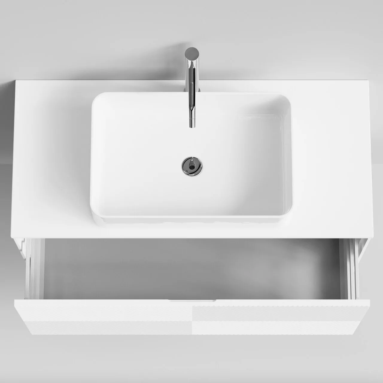 Тумба подвесная Vod-ok Соло 100 с раковиной Олимпия 560, белый + 7 цветов от магазина Vanna-Vanna.ru!