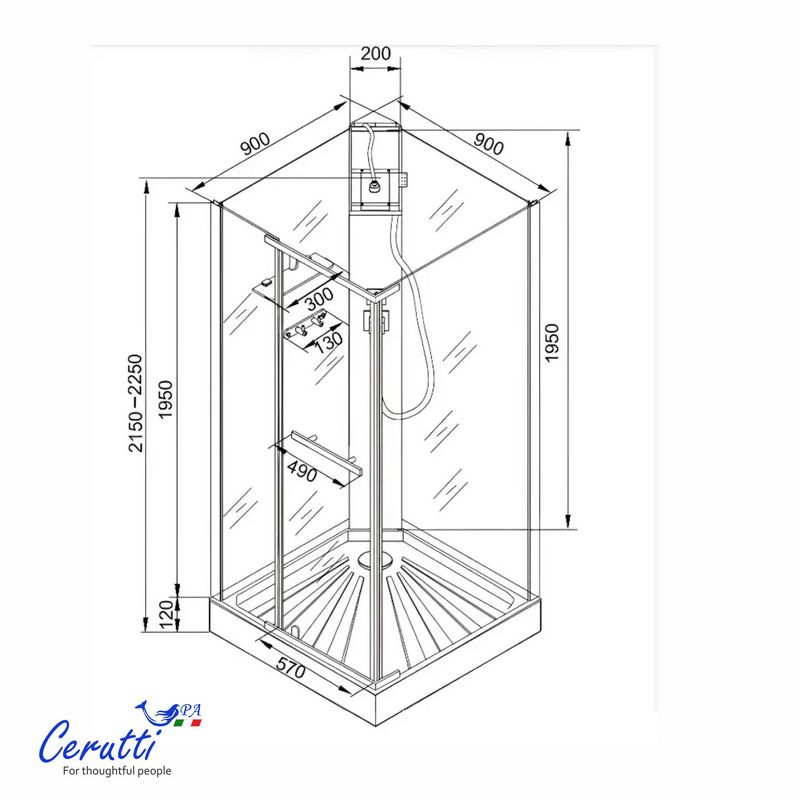 Душевая кабина Ceruttispa MIMI90BF (90x90x215-225)