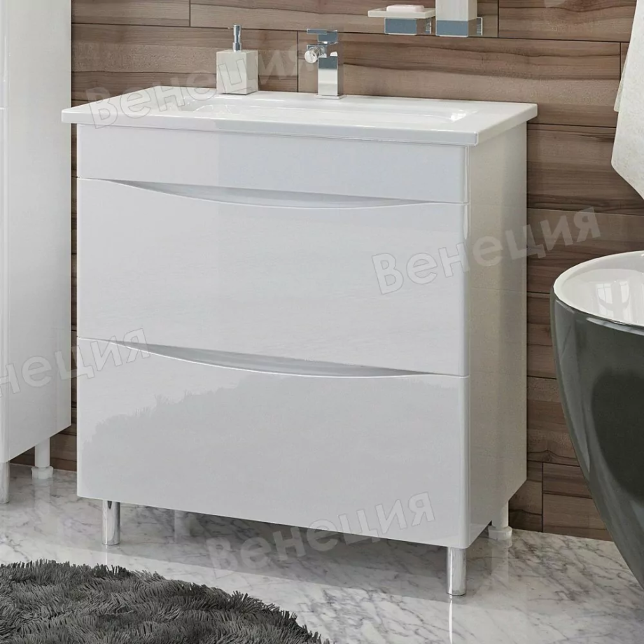 Тумба с раковиной Венеция Даниэль 80 напольная, белый