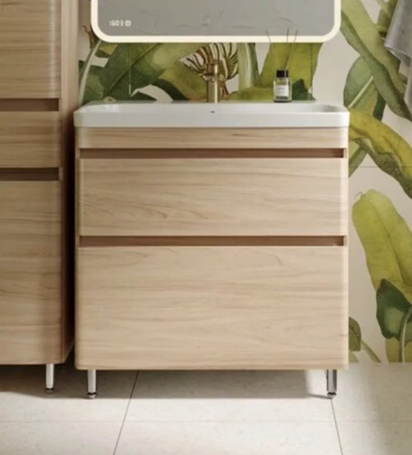 Тумба напольная Style Line Атлантика 80 Plus Люкс с раковиной Атлантика 80, ясень перламутр