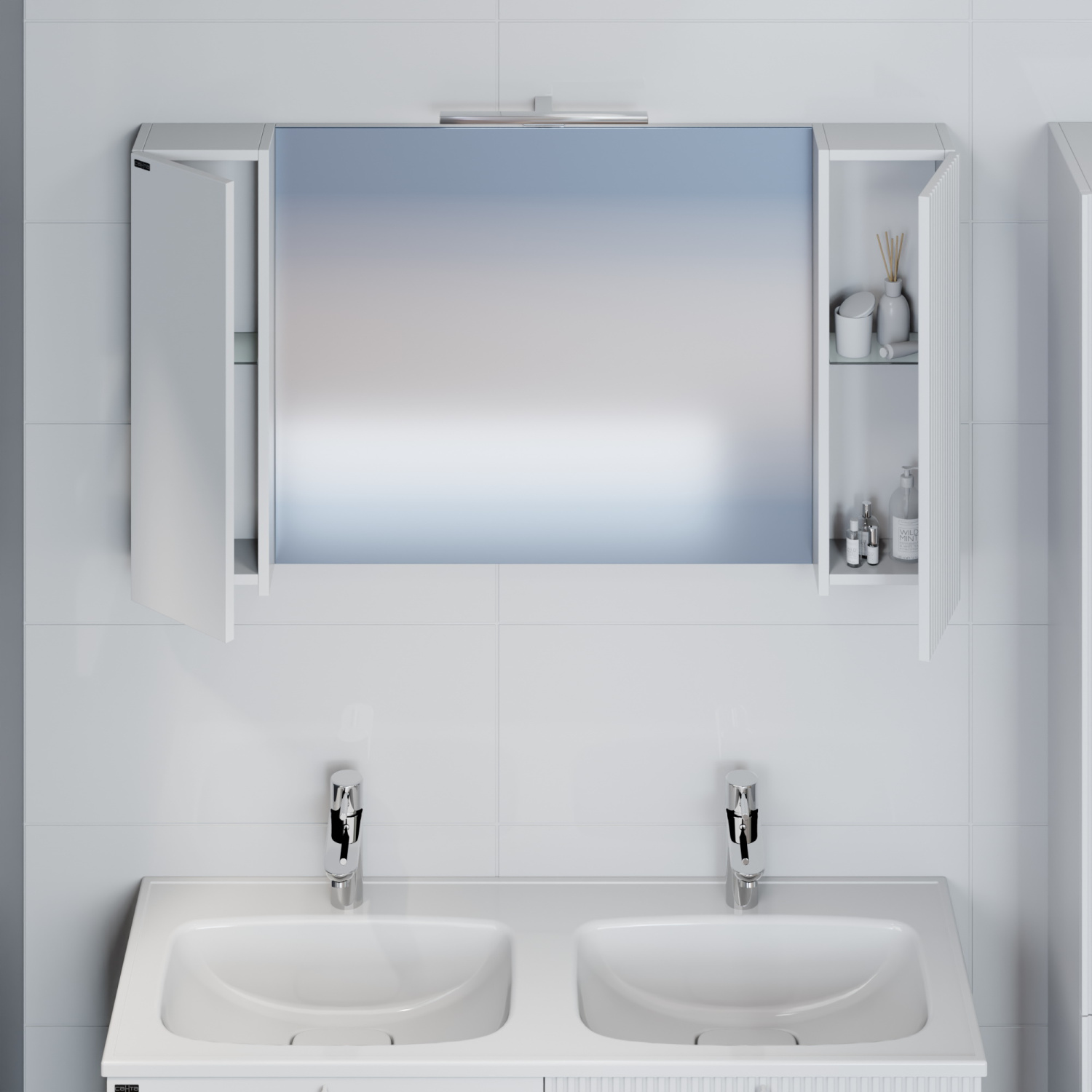 Зеркало со шкафчиком Санта Вега 120 свет, белый