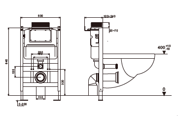 Инсталляция для подвесного унитаза IBERICA BLANCA SILENCIO PNEUMATICO CORTO с пневматическим управлением (IB.800APC)