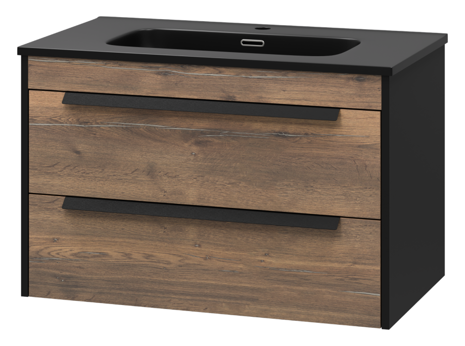 Тумба с раковиной Brevita Monsour 80 подвесная, дуб галифакс