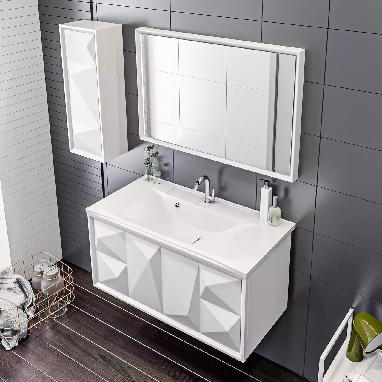 Шкаф навесной 1Marka Romb 30П White L, 1 дверь, белый