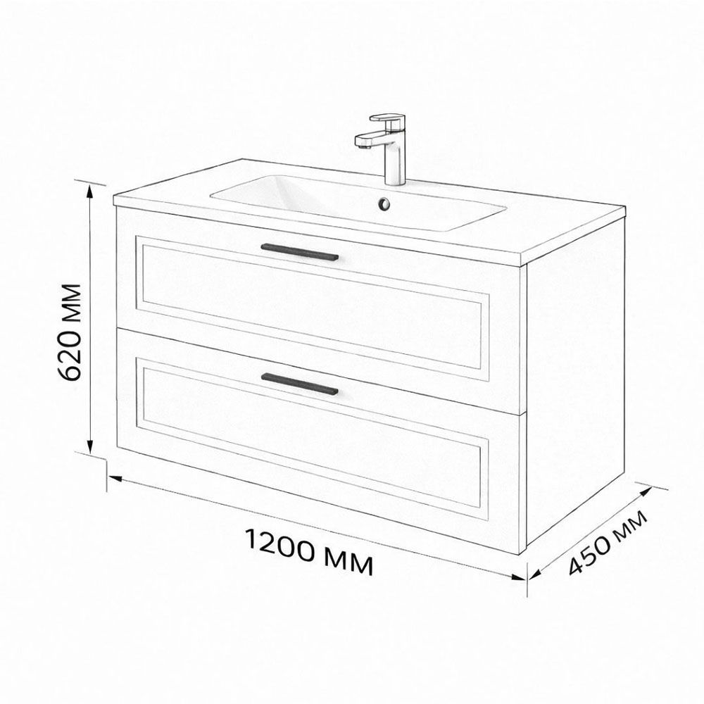 Тумба с раковиной подвесная (120 см) Terminus Classik CLA101202701601O, графит