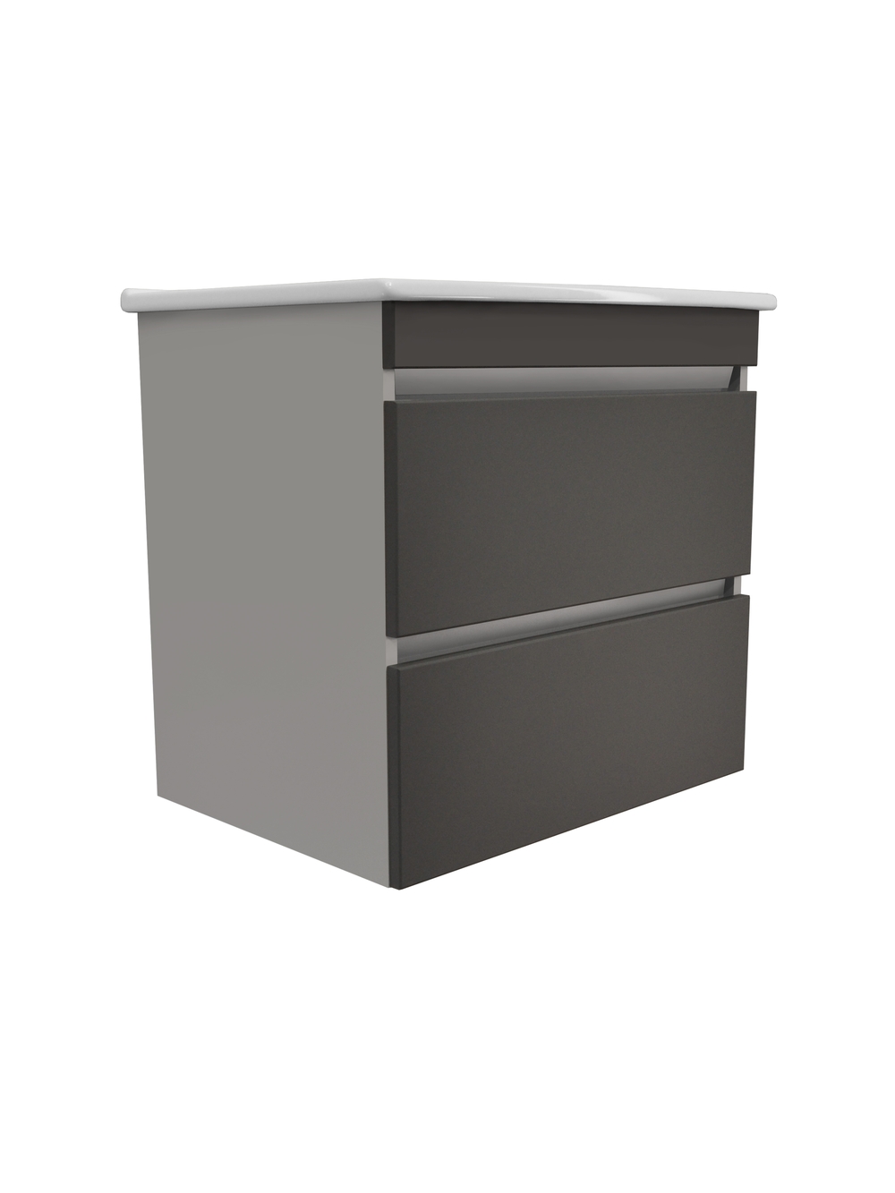 Тумба подвесная Runo Манхэттен 65 с раковиной Оскар 65, серая/темно-серая