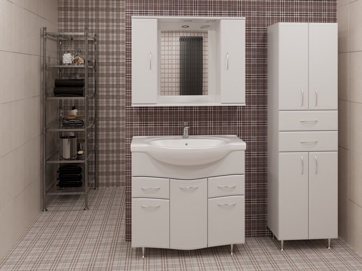 Тумба с раковиной Stella Polar Концепт 80 напольная, белая