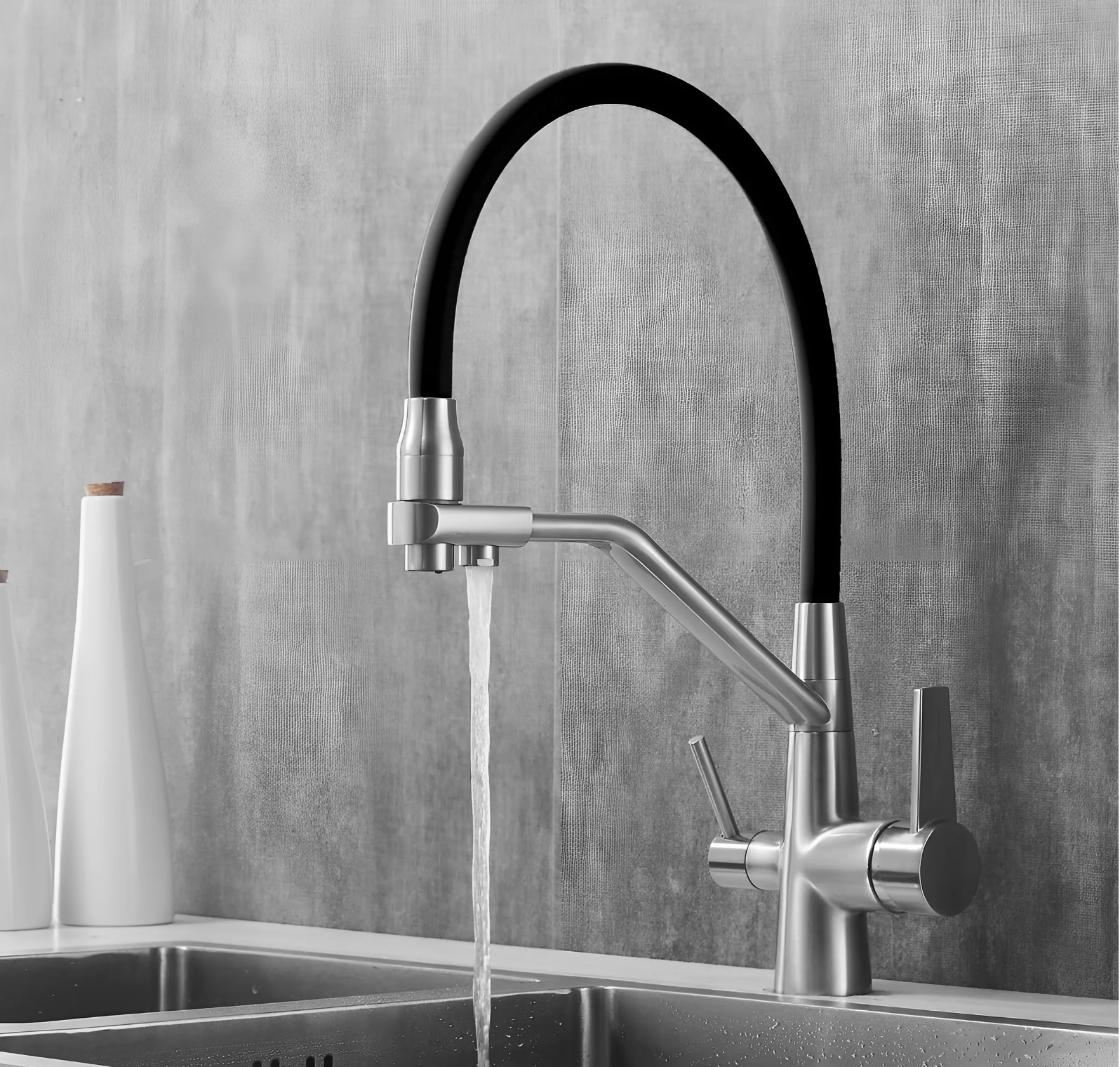 Cмеситель для кухни BochMann ELSE BN с краном под фильтр, матовый никель