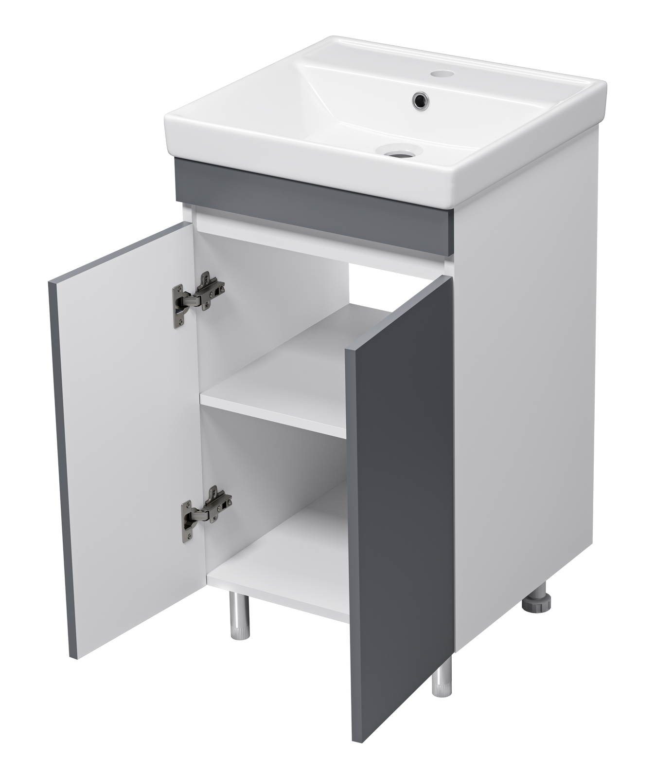 Тумба Misty Майна 50 с раковиной Como 50, напольный, графит/белый