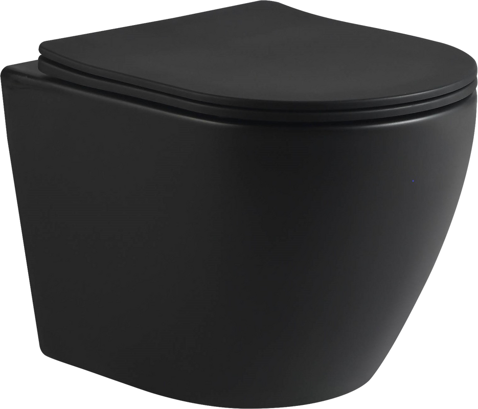 Унитаз подвесной SantiLine SL-5025MB+SL-03 с инсталляцией и кнопкой, черный