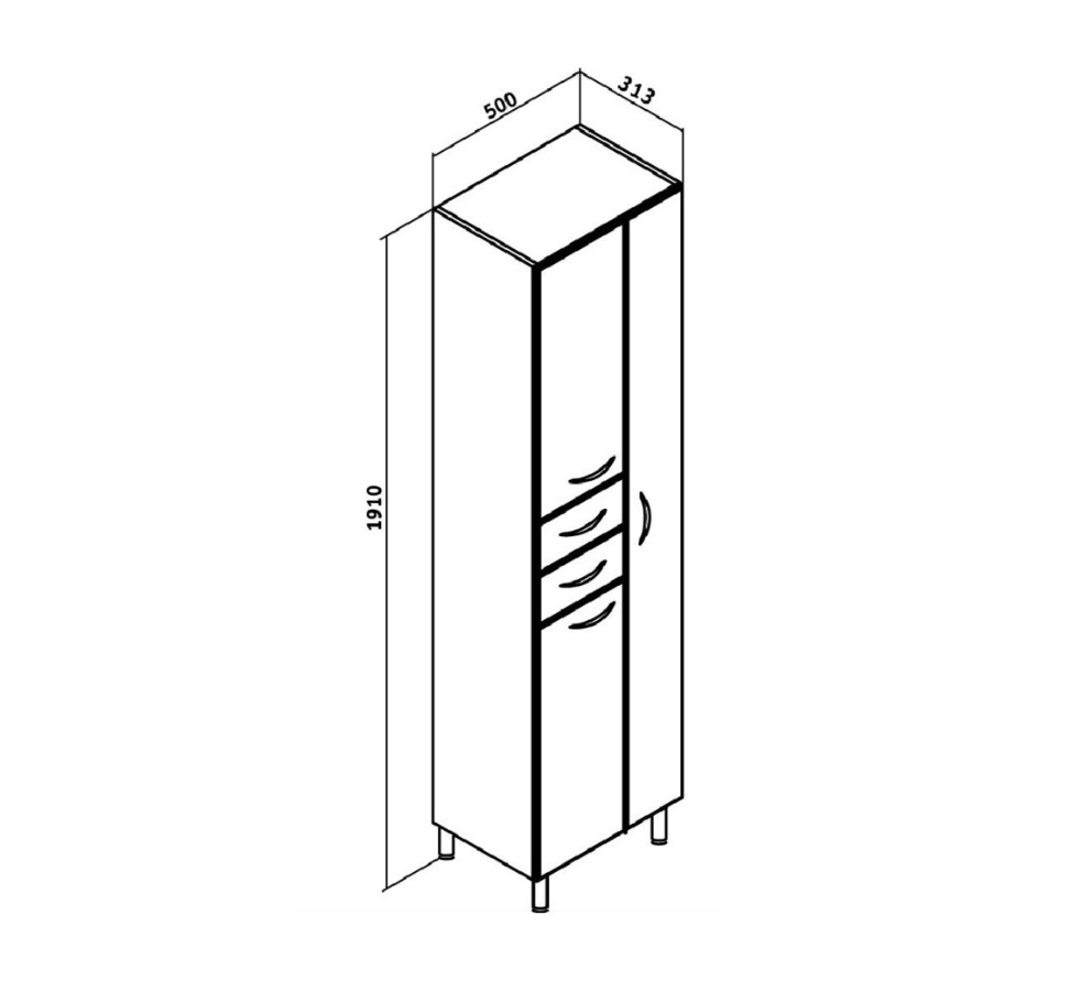 Пенал Runo 50 напольный, бирюзовый, правый