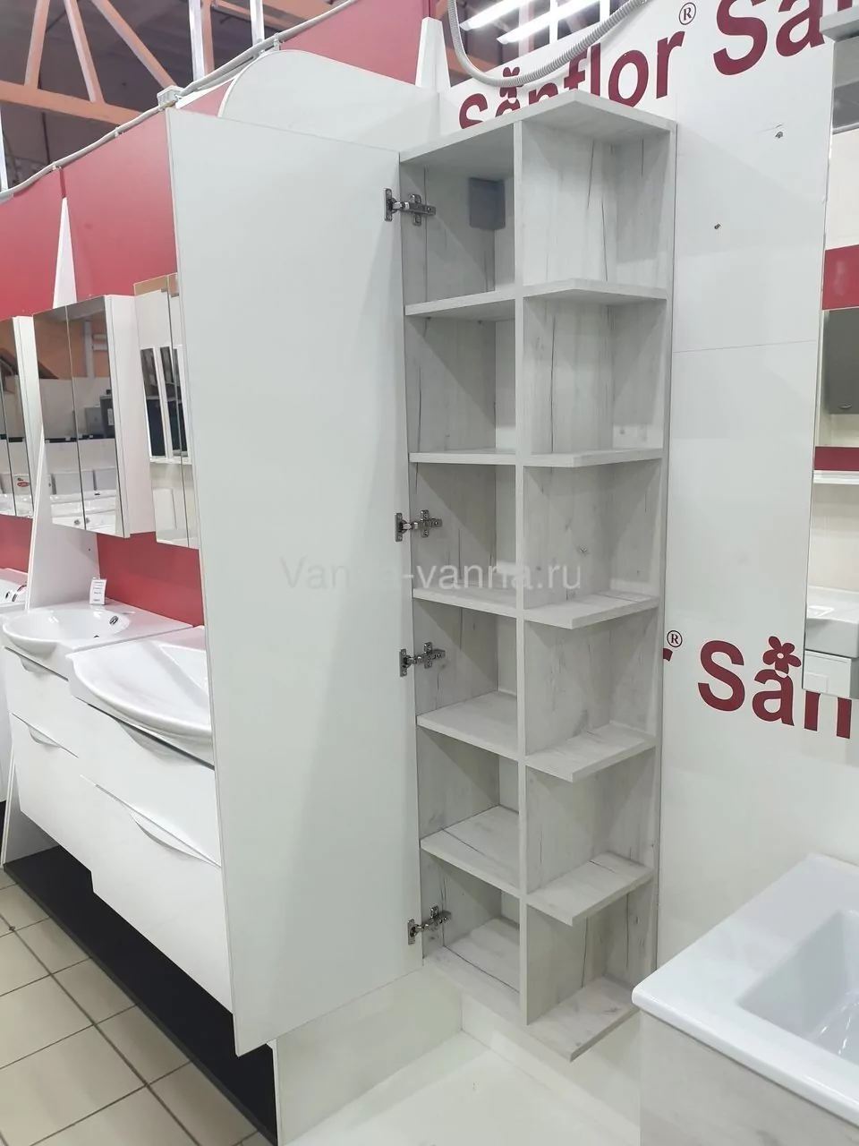 Пенал Sanflor Чикаго 40 подвесной, с открытой полкой L/R, дуб крафт